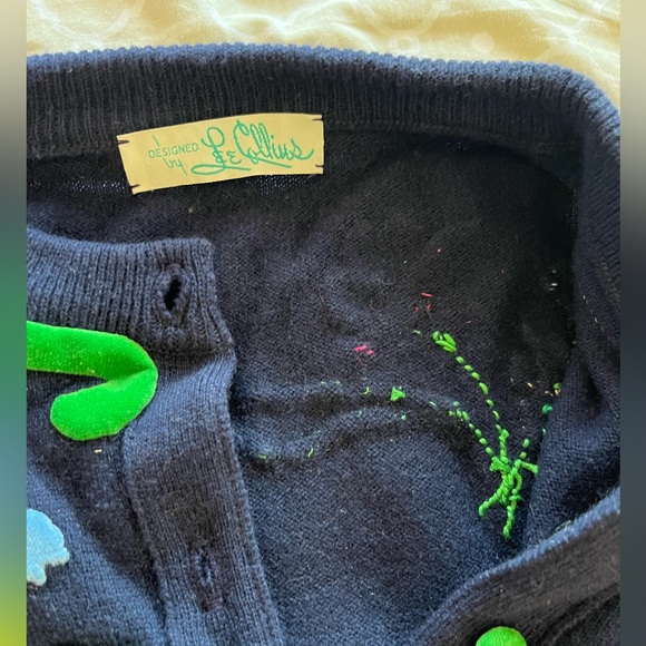 VTG 50s 🌺 XS/Small Dalton cashmere cardigan with velvet embroidered appliqués - Picture 5 of 6